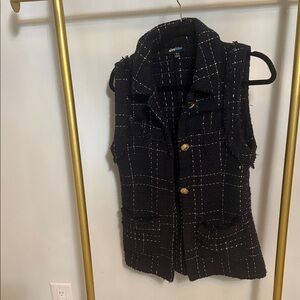 Navy blue and Gold Tweed Vest